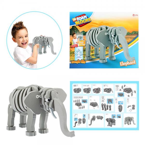 Puzzle 3D en mousse de construction - Éléphant