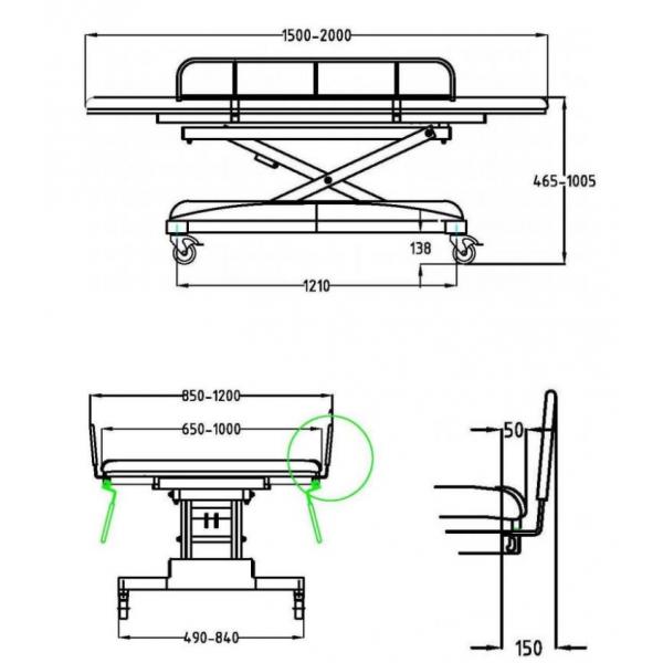 Table de soins et de thérapie MONA 150x65 cm