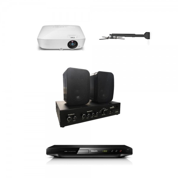 Set vidéoprojecteur + amplificateur + lecteur DVD +1DVD + support mural