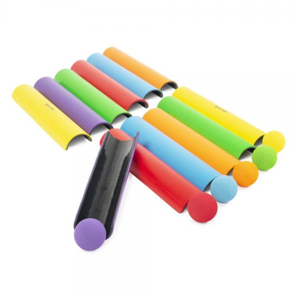 Jeu des gouttières – jeu de coopération avec des gouttières et des balles