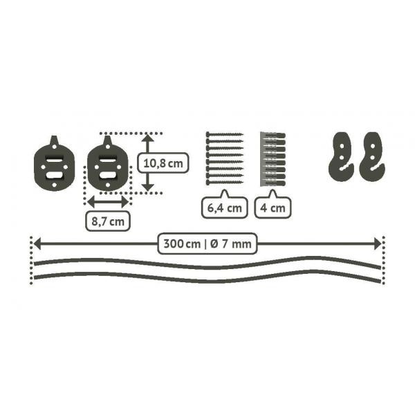 Set de fixation pour la fixation d'un hamac (fixation 2 points)