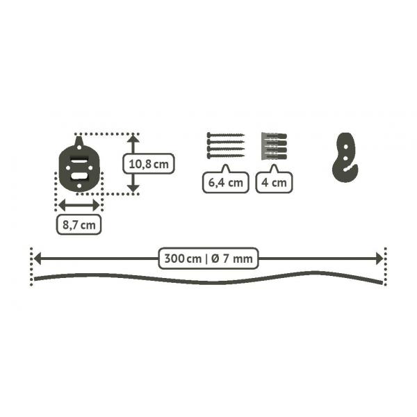 Set de fixation pour l'accrochage d'une chaise hamac (fixation à 1 point)