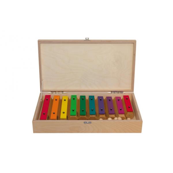 Barres de son colorées - coffret en bois