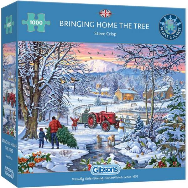 Grand puzzel - bringing home the tree (1000XXL pièces)
