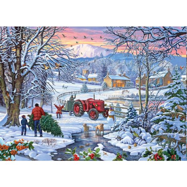 Grand puzzel - bringing home the tree (1000XXL pièces)