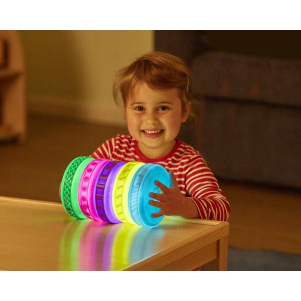 Disques lumineux avec support en bois