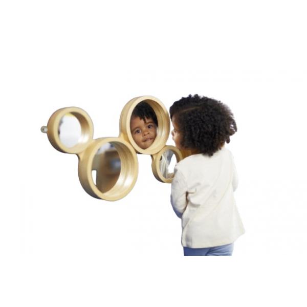 Miroirs ronds en cadre en bois