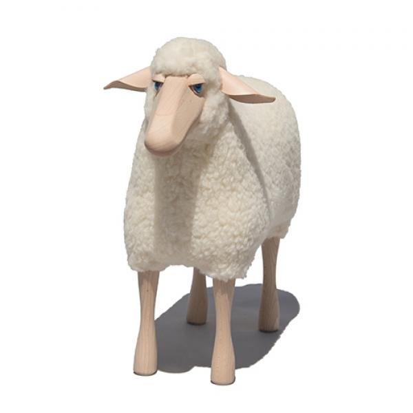 Mouton avec de laine (aux poils courts) 60 cm - blanc