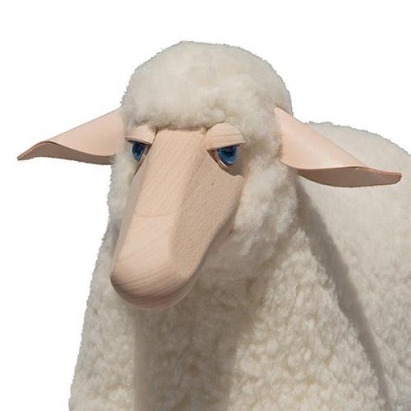 Mouton avec de laine (aux poils courts) 60 cm - blanc