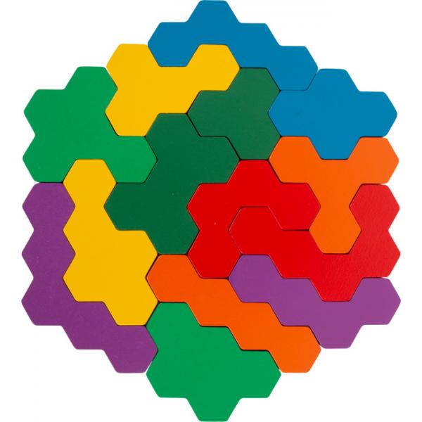 Puzzle en bois hexagonal - Jeu d'apprentissage