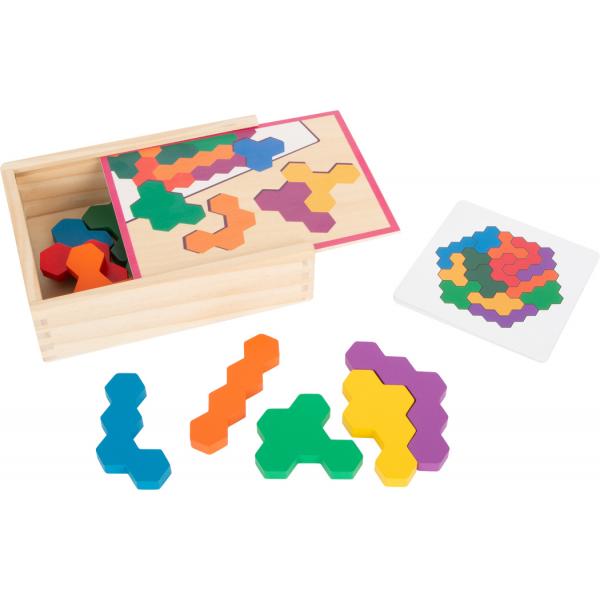 Puzzle en bois hexagonal - Jeu d'apprentissage