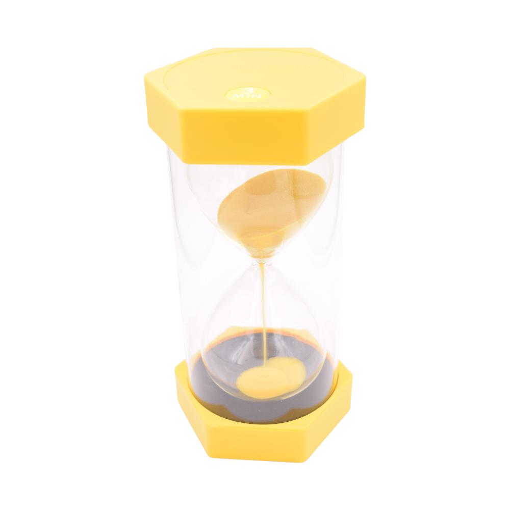 Sablier géant 12.5 cm pour jeux 3 minutes Jaune plastique avec sable