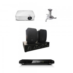 Set Vidéoprojecteur + amplificateur + lecteur DVD + DVD + support plafond