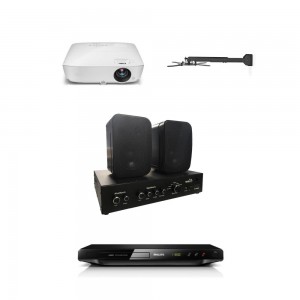 Set vidéoprojecteur + amplificateur + lecteur DVD +1DVD + support mural