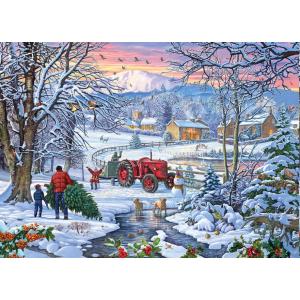 Grand puzzel - bringing home the tree (1000XXL pièces)